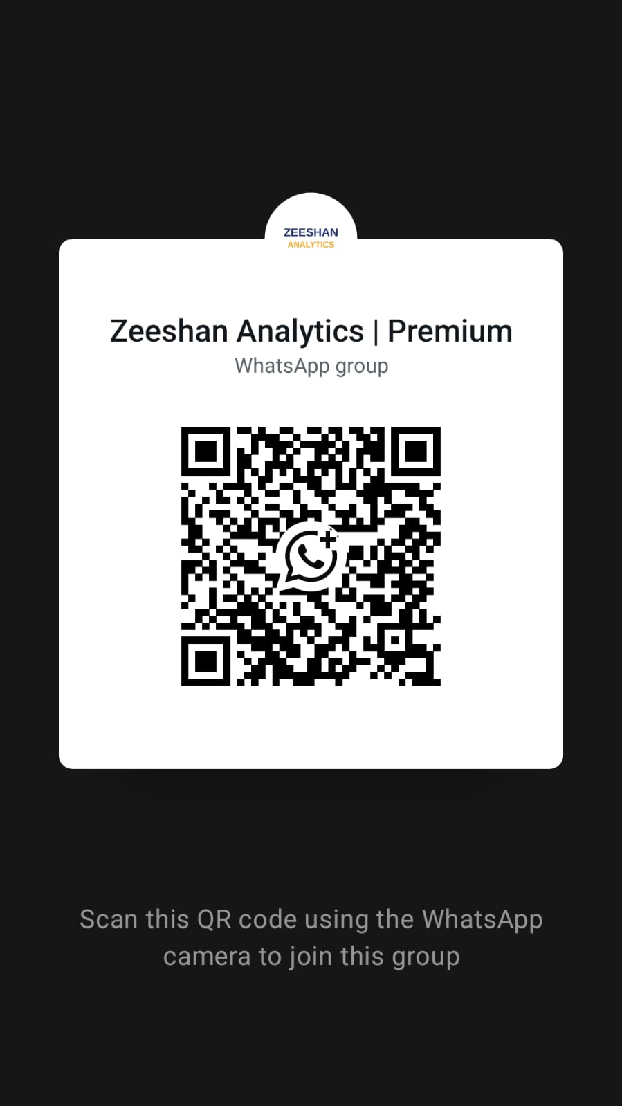 Zeeshan Analytics WhatsApp Premium Group QR